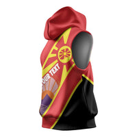Personalised Macedonia National Day Sleeveless Hoodie New Sun of Liberty Waves Style - Wonder Print Shop