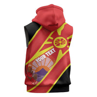 Personalised Macedonia National Day Sleeveless Zip Hoodie New Sun of Liberty Waves Style - Wonder Print Shop