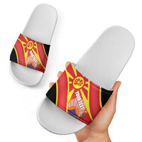 Personalised Macedonia National Day Slide Sandals New Sun of Liberty Waves Style - Wonder Print Shop