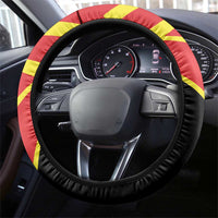 Macedonia National Day Steering Wheel Cover New Sun of Liberty Waves Style - Wonder Print Shop