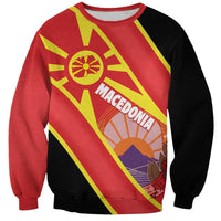 Personalised Macedonia National Day Sweatshirt New Sun of Liberty Waves Style - Wonder Print Shop