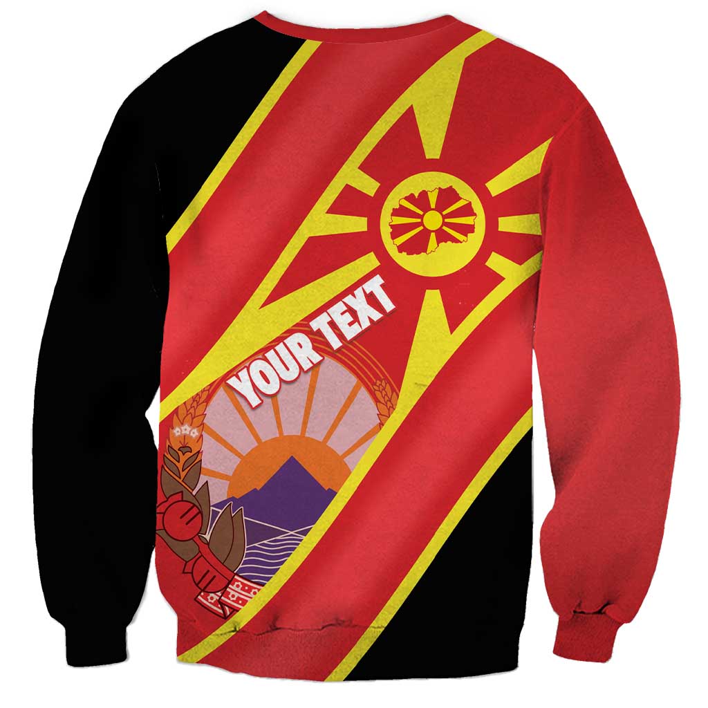 Personalised Macedonia National Day Sweatshirt New Sun of Liberty Waves Style - Wonder Print Shop