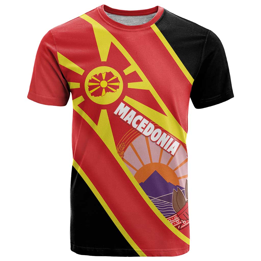 Personalised Macedonia National Day T Shirt New Sun of Liberty Waves Style - Wonder Print Shop
