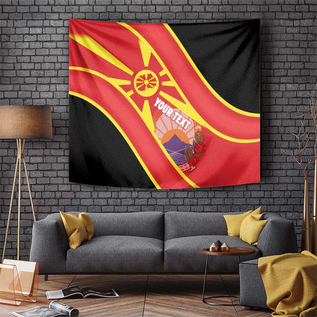 Personalised Macedonia National Day Tapestry New Sun of Liberty Waves Style - Wonder Print Shop