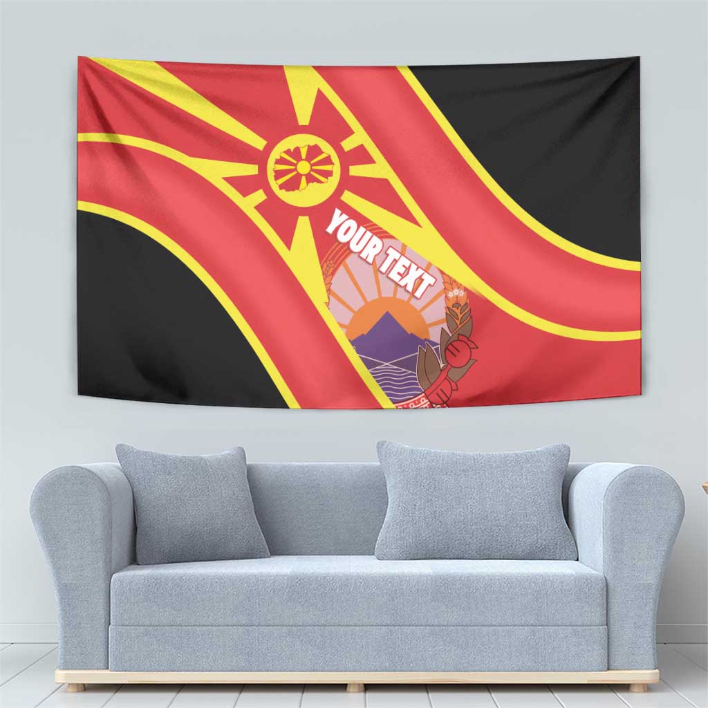 Personalised Macedonia National Day Tapestry New Sun of Liberty Waves Style - Wonder Print Shop