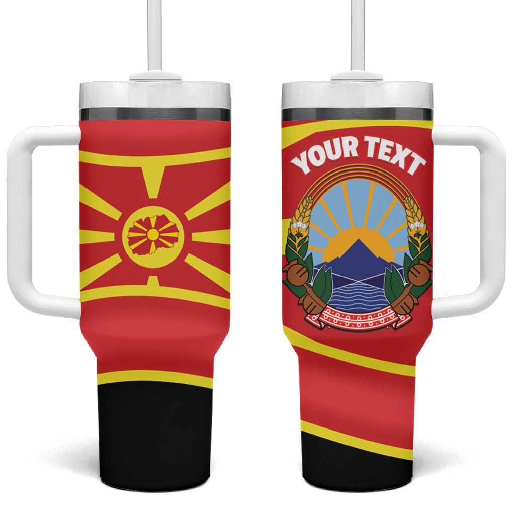 Personalised Macedonia National Day Tumbler With Handle New Sun of Liberty Waves Style - Wonder Print Shop