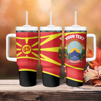 Personalised Macedonia National Day Tumbler With Handle New Sun of Liberty Waves Style - Wonder Print Shop