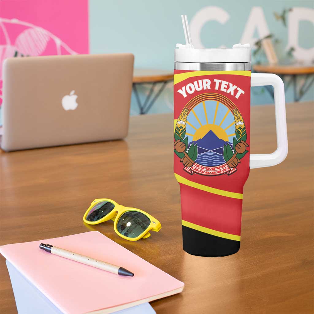 Personalised Macedonia National Day Tumbler With Handle New Sun of Liberty Waves Style - Wonder Print Shop