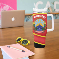 Personalised Macedonia National Day Tumbler With Handle New Sun of Liberty Waves Style - Wonder Print Shop