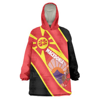 Personalised Macedonia National Day Wearable Blanket Hoodie New Sun of Liberty Waves Style - Wonder Print Shop