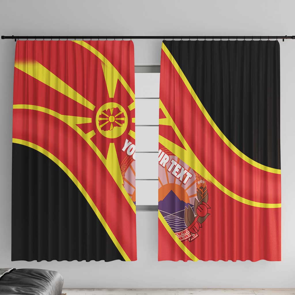 Personalised Macedonia National Day Window Curtain New Sun of Liberty Waves Style - Wonder Print Shop
