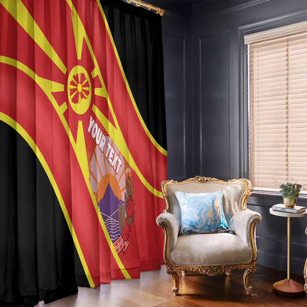 Personalised Macedonia National Day Window Curtain New Sun of Liberty Waves Style - Wonder Print Shop