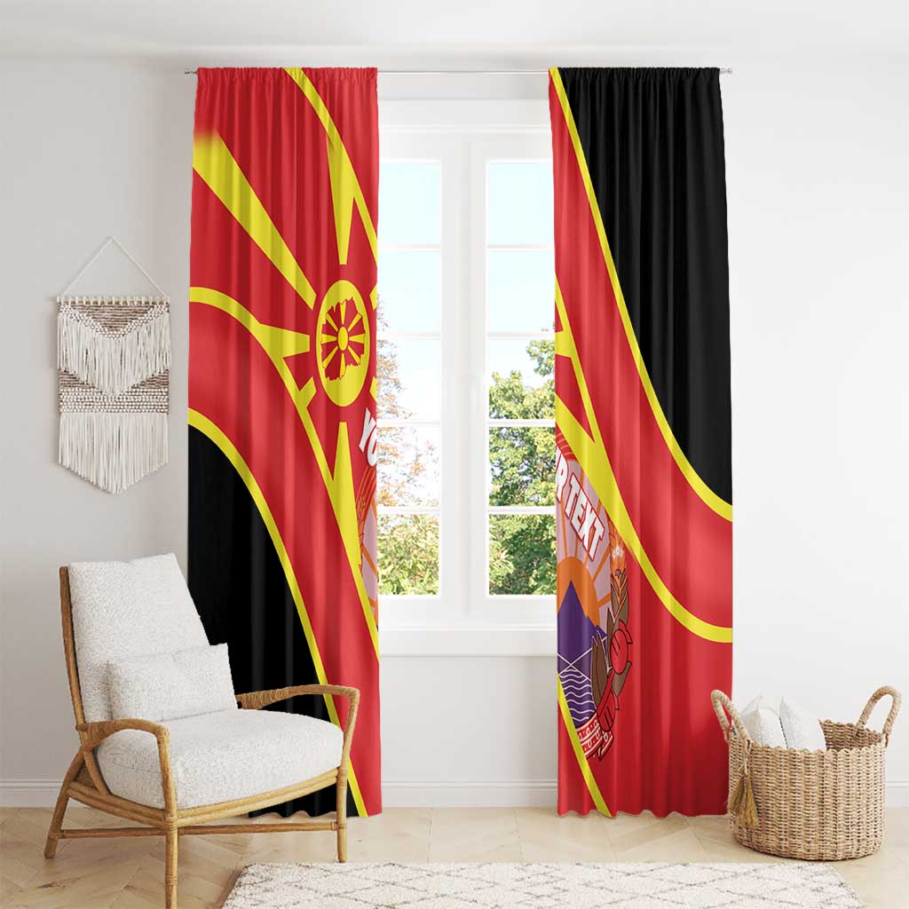 Personalised Macedonia National Day Window Curtain New Sun of Liberty Waves Style - Wonder Print Shop