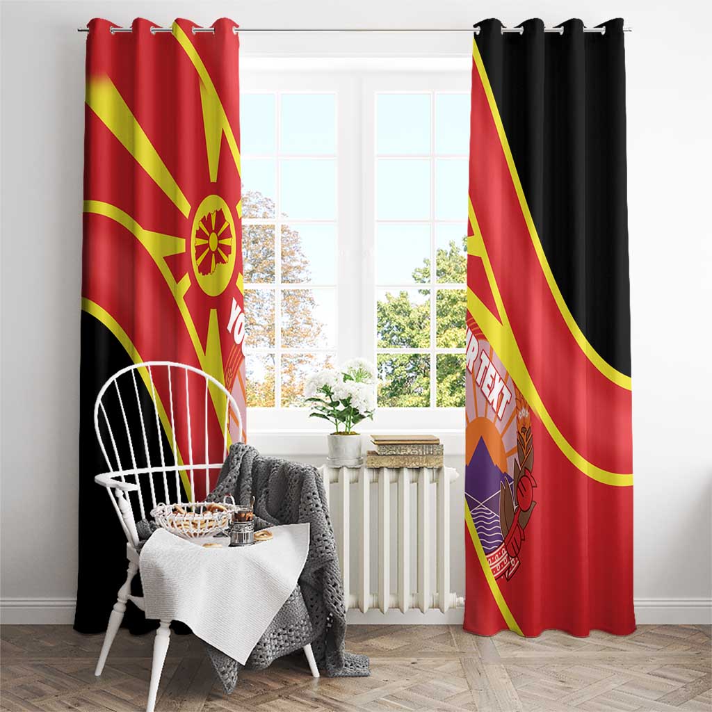 Personalised Macedonia National Day Window Curtain New Sun of Liberty Waves Style - Wonder Print Shop