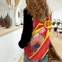 Personalised Macedonia National Day Women Casual Shirt New Sun of Liberty Waves Style - Wonder Print Shop