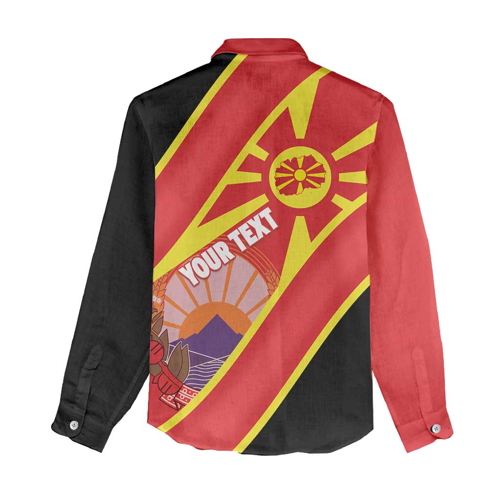 Personalised Macedonia National Day Women Casual Shirt New Sun of Liberty Waves Style - Wonder Print Shop