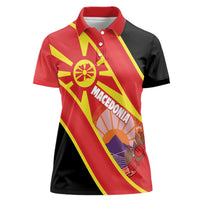 Personalised Macedonia National Day Women Polo Shirt New Sun of Liberty Waves Style - Wonder Print Shop