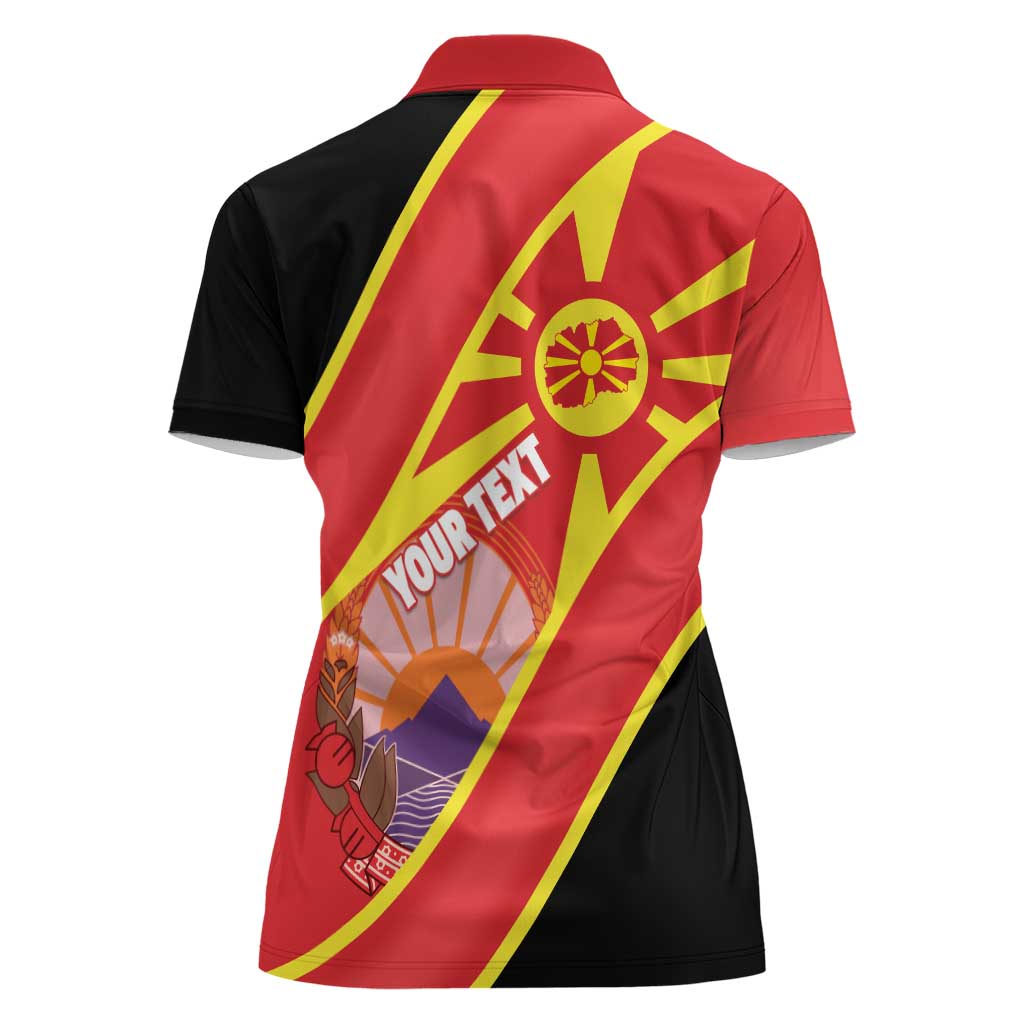 Personalised Macedonia National Day Women Polo Shirt New Sun of Liberty Waves Style - Wonder Print Shop
