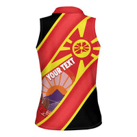 Personalised Macedonia National Day Women Sleeveless Polo Shirt New Sun of Liberty Waves Style - Wonder Print Shop