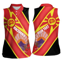 Personalised Macedonia National Day Women Sleeveless Polo Shirt New Sun of Liberty Waves Style - Wonder Print Shop