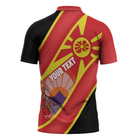 Personalised Macedonia National Day Zipper Polo Shirt New Sun of Liberty Waves Style - Wonder Print Shop