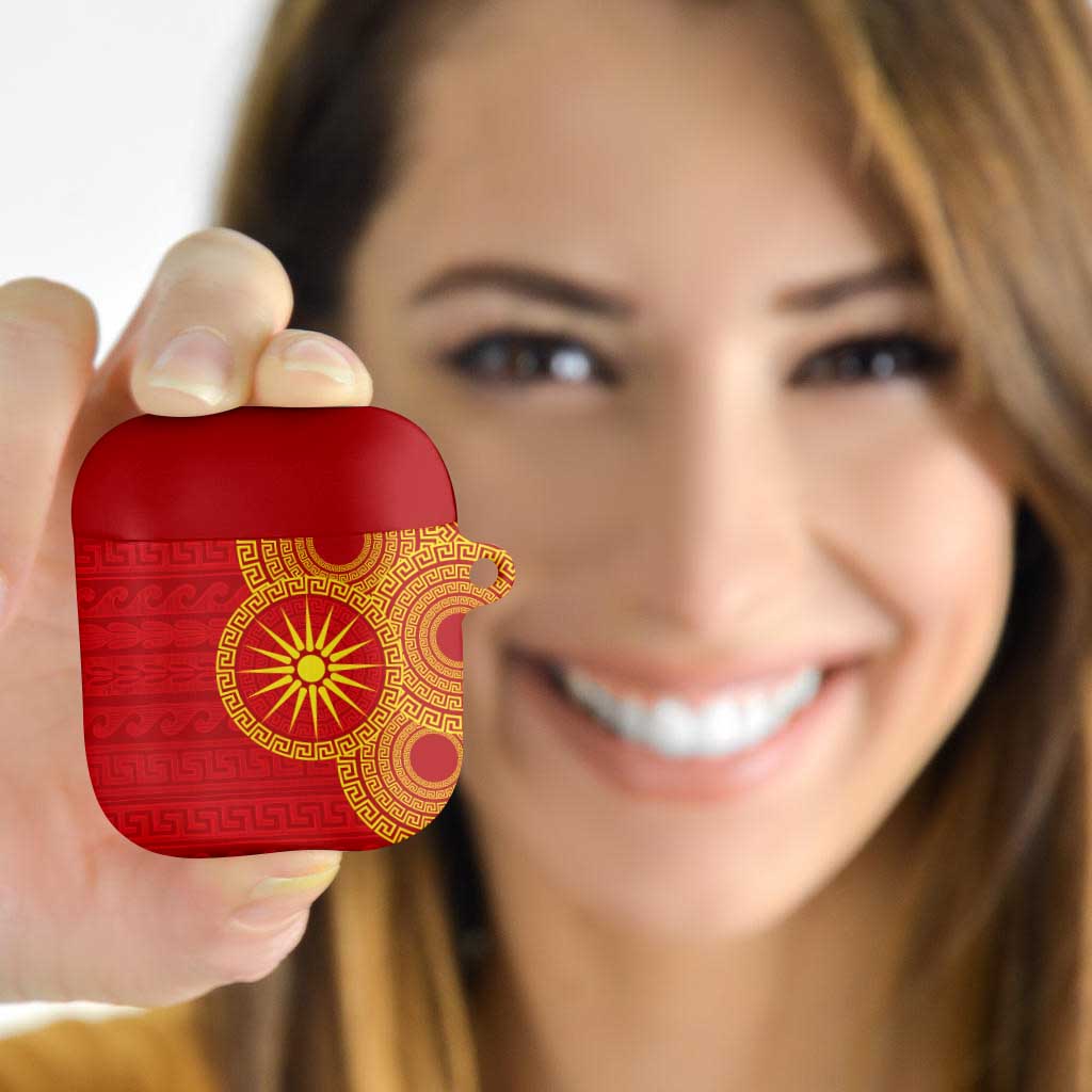 Vergina Sun Macedonia AirPods Case Greek Pattern Red - Wonder Print Shop