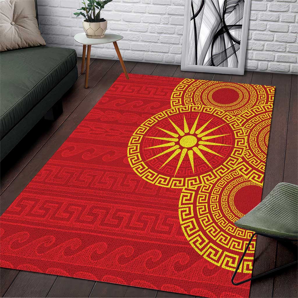 Vergina Sun Macedonia Area Rug Greek Pattern Red - Wonder Print Shop