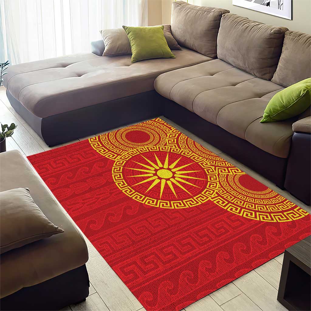 Vergina Sun Macedonia Area Rug Greek Pattern Red - Wonder Print Shop