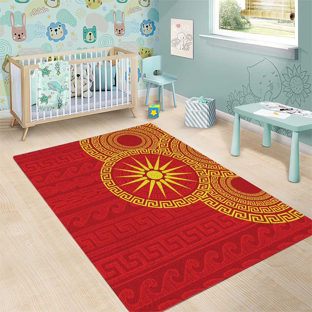 Vergina Sun Macedonia Area Rug Greek Pattern Red - Wonder Print Shop