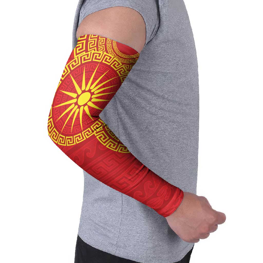 Vergina Sun Macedonia Arm Sleeves Greek Pattern Red - Wonder Print Shop