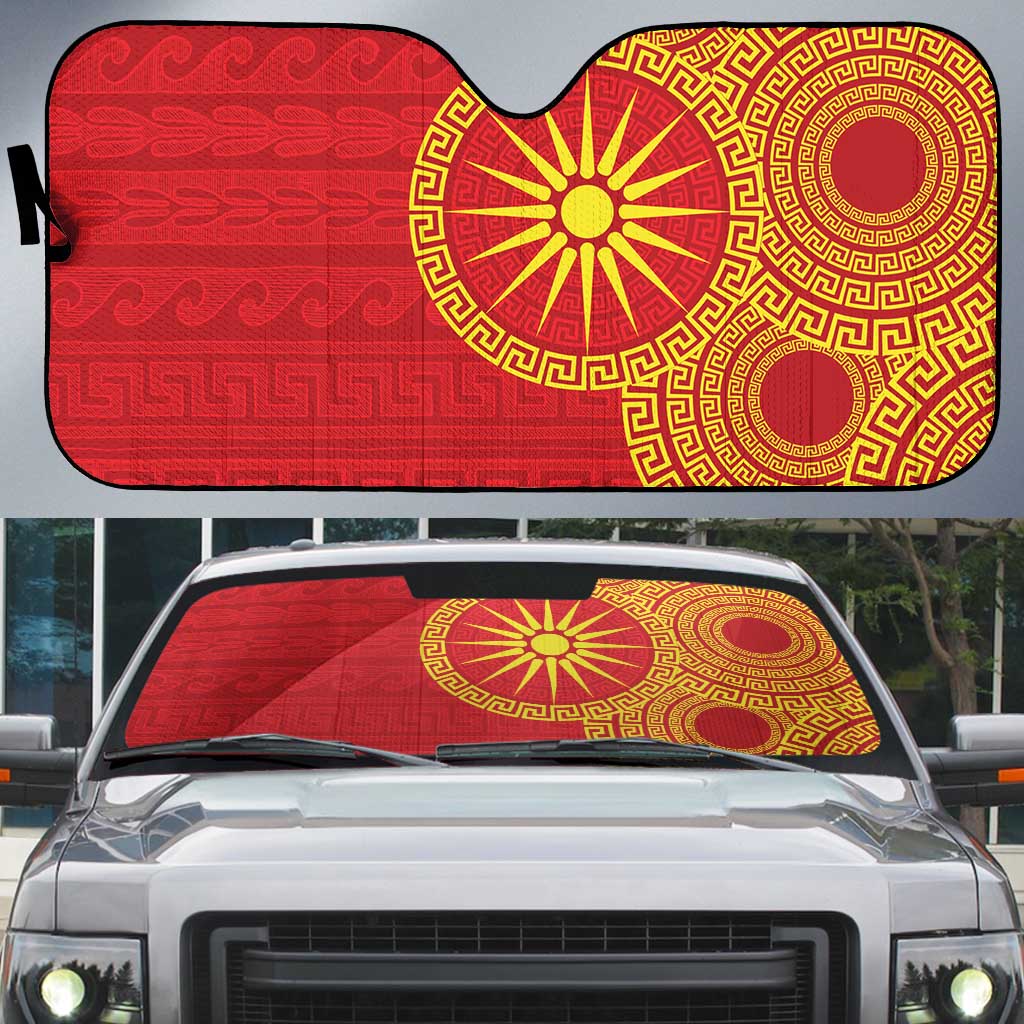 Vergina Sun Macedonia Auto Sun Shade Greek Pattern Red - Wonder Print Shop