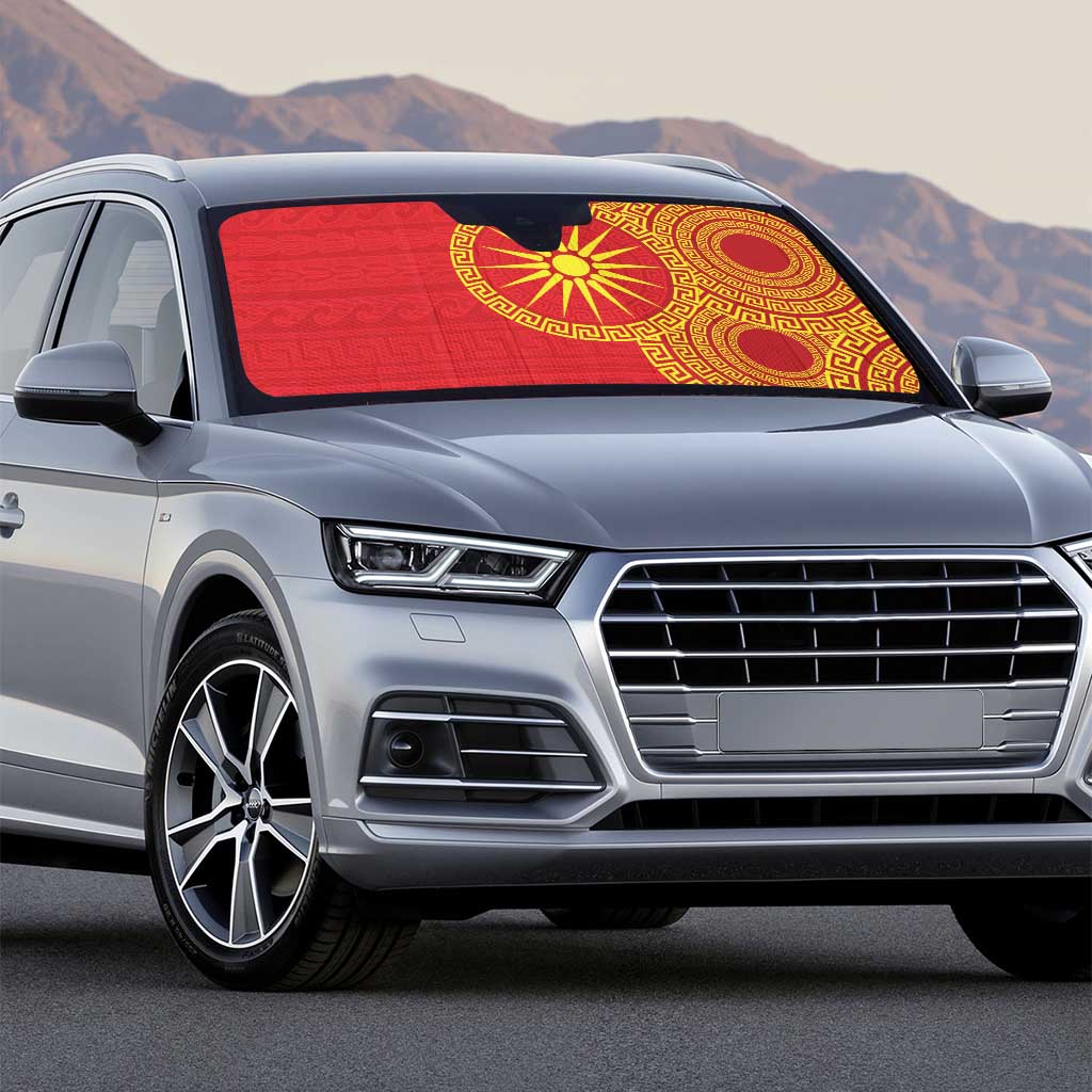 Vergina Sun Macedonia Auto Sun Shade Greek Pattern Red - Wonder Print Shop