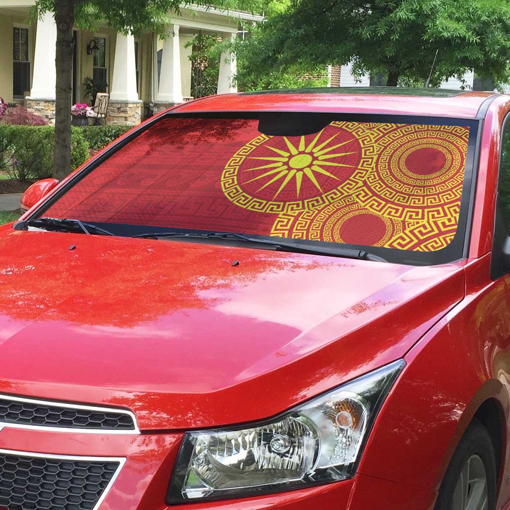 Vergina Sun Macedonia Auto Sun Shade Greek Pattern Red - Wonder Print Shop