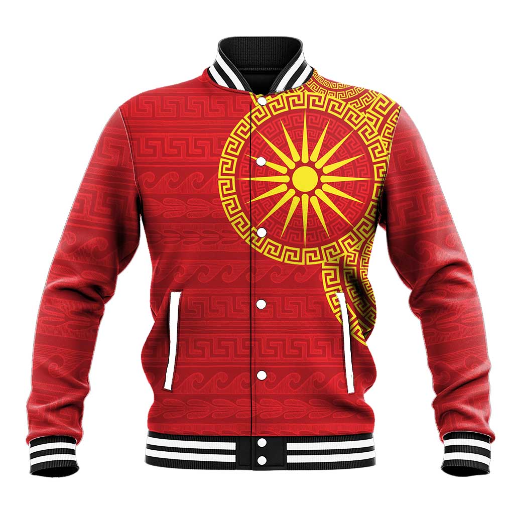 Vergina Sun Macedonia Baseball Jacket Greek Pattern Red - Wonder Print Shop