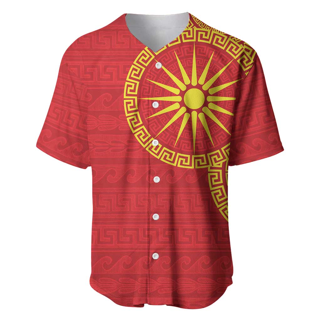 Vergina Sun Macedonia Baseball Jersey Greek Pattern Red - Wonder Print Shop