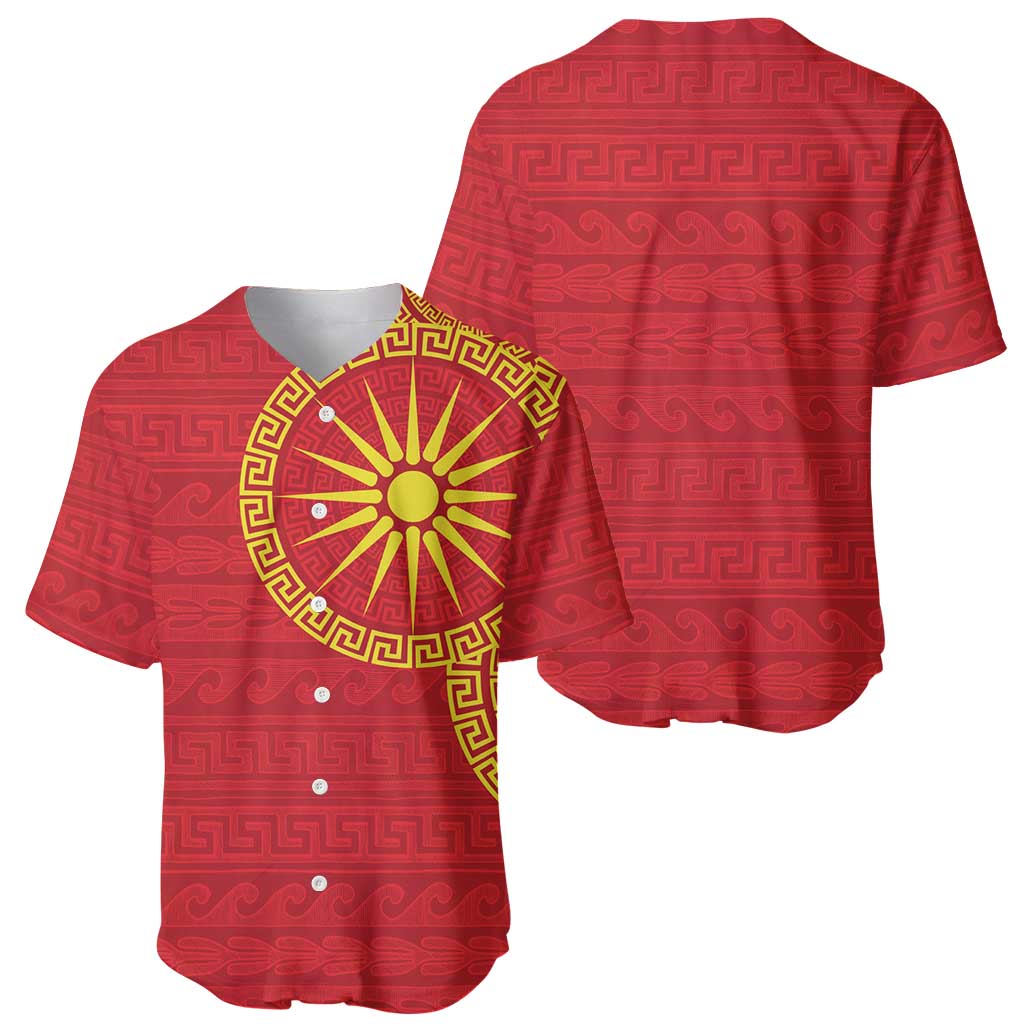 Vergina Sun Macedonia Baseball Jersey Greek Pattern Red - Wonder Print Shop