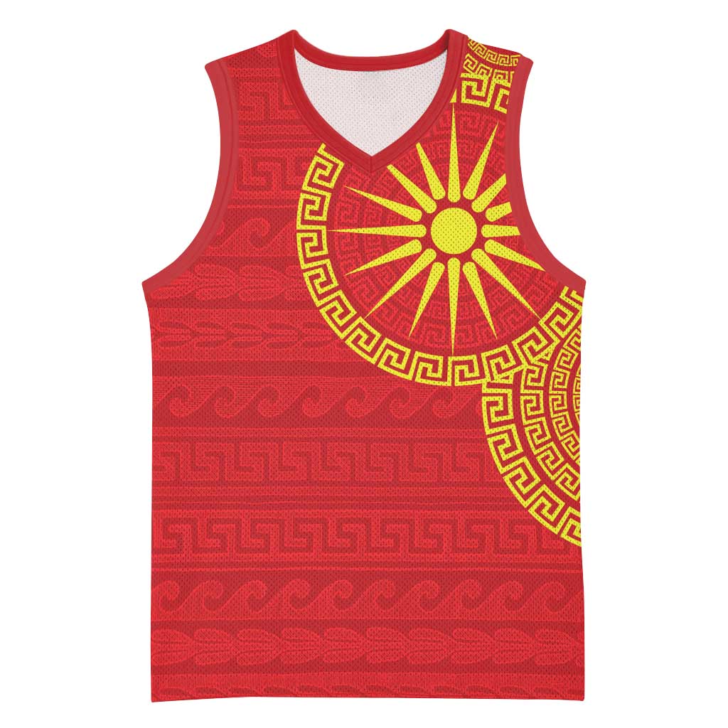 Vergina Sun Macedonia Basketball Jersey Greek Pattern Red - Wonder Print Shop