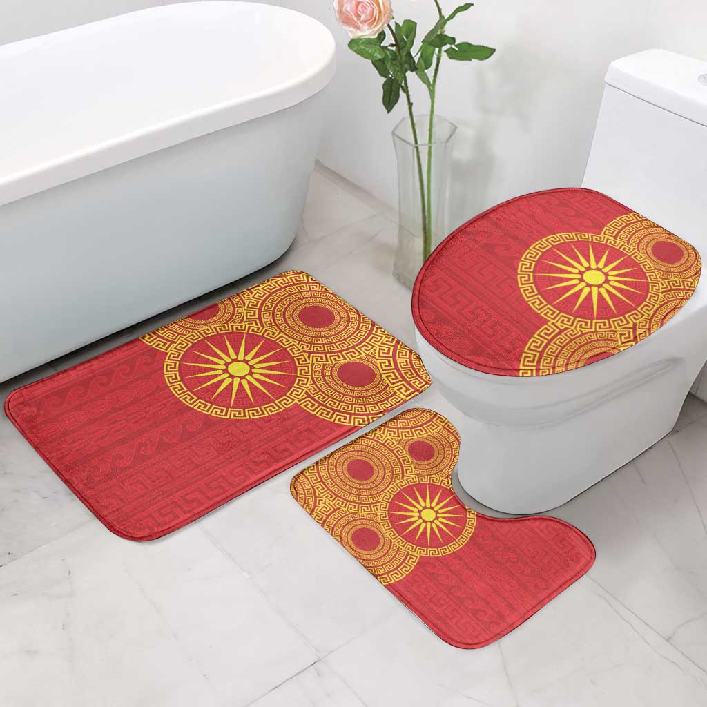 Vergina Sun Macedonia Bathroom Set Greek Pattern Red - Wonder Print Shop