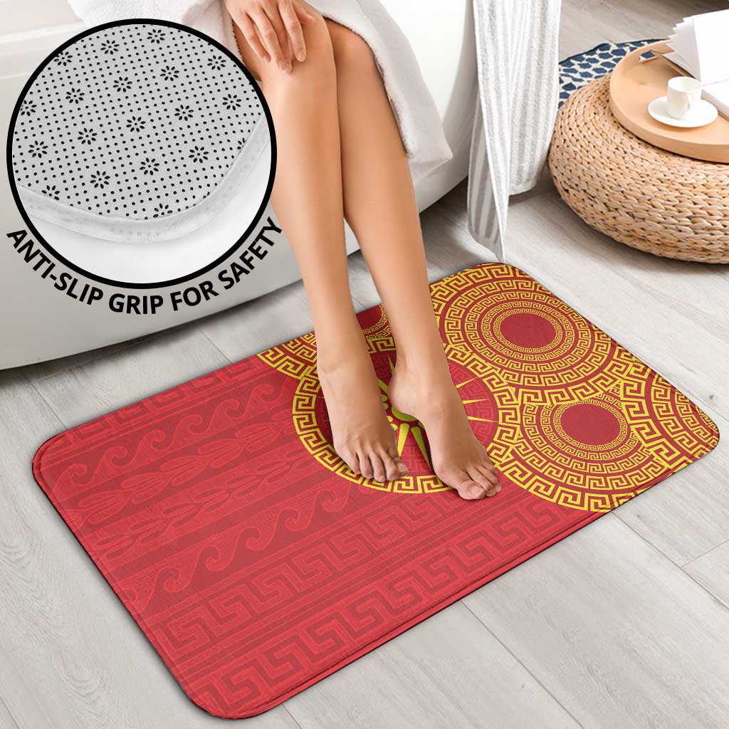 Vergina Sun Macedonia Bathroom Set Greek Pattern Red - Wonder Print Shop