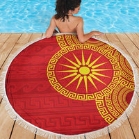 Vergina Sun Macedonia Beach Blanket Greek Pattern Red - Wonder Print Shop