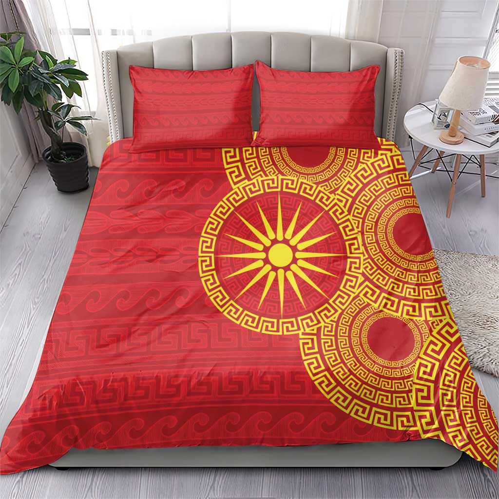 Vergina Sun Macedonia Bedding Set Greek Pattern Red - Wonder Print Shop