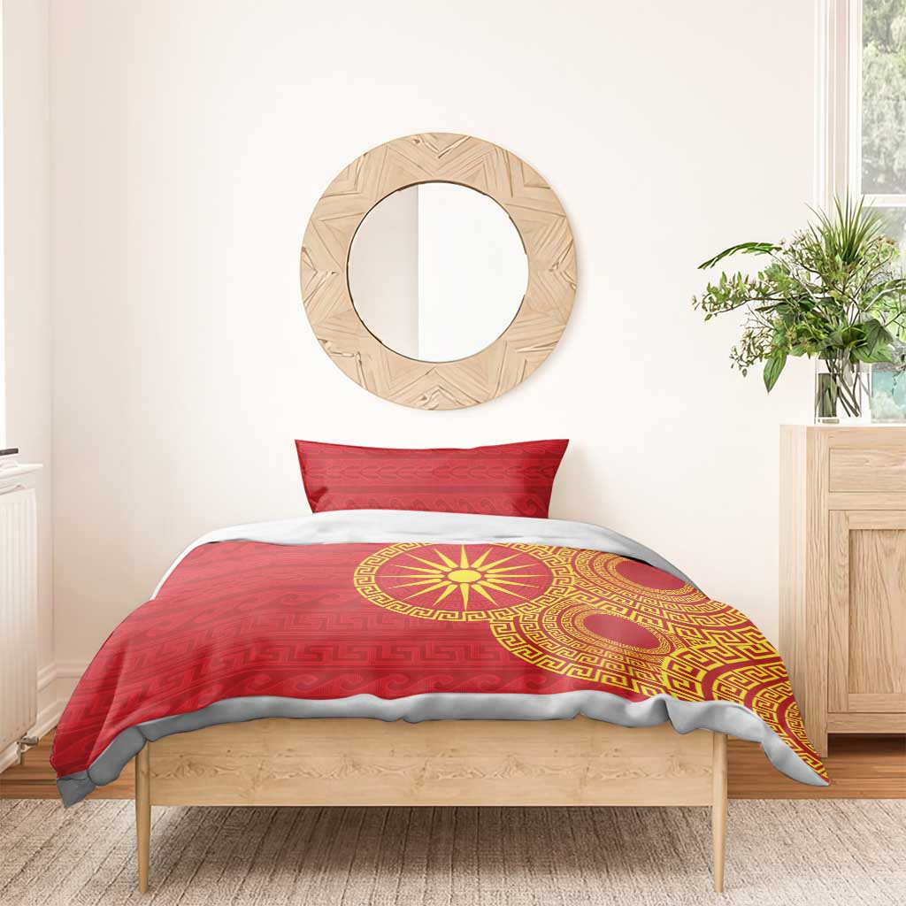 Vergina Sun Macedonia Bedding Set Greek Pattern Red - Wonder Print Shop