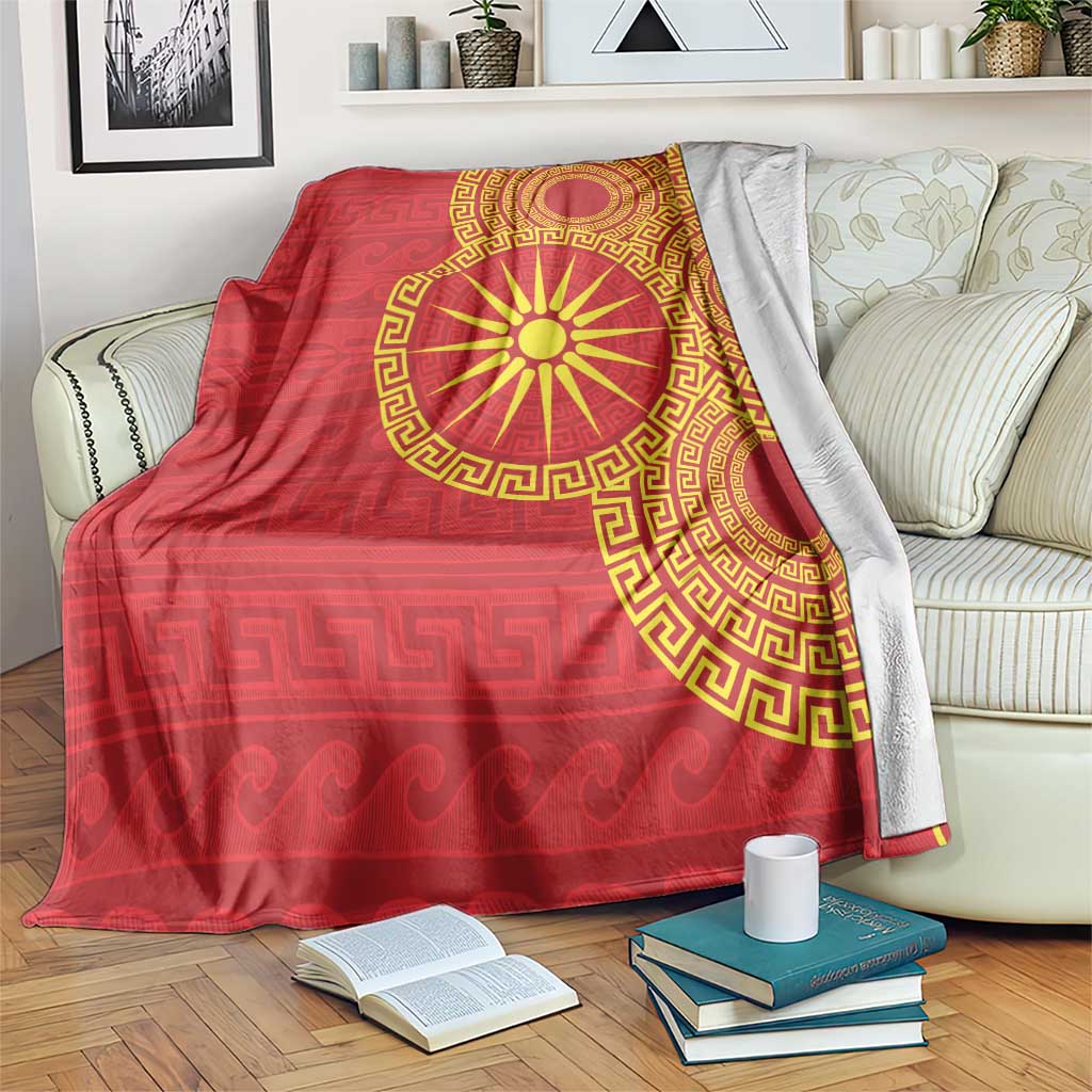 Vergina Sun Macedonia Blanket Greek Pattern Red - Wonder Print Shop