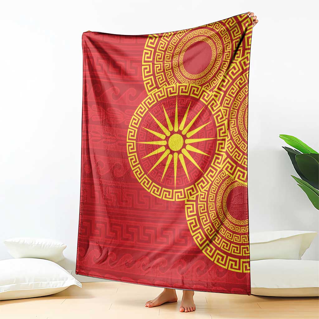 Vergina Sun Macedonia Blanket Greek Pattern Red - Wonder Print Shop