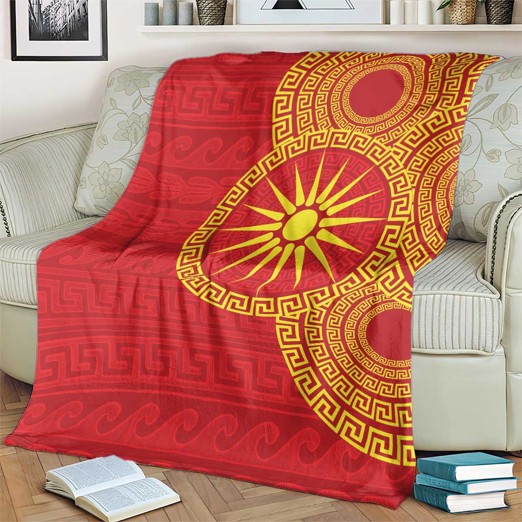 Vergina Sun Macedonia Blanket Greek Pattern Red - Wonder Print Shop
