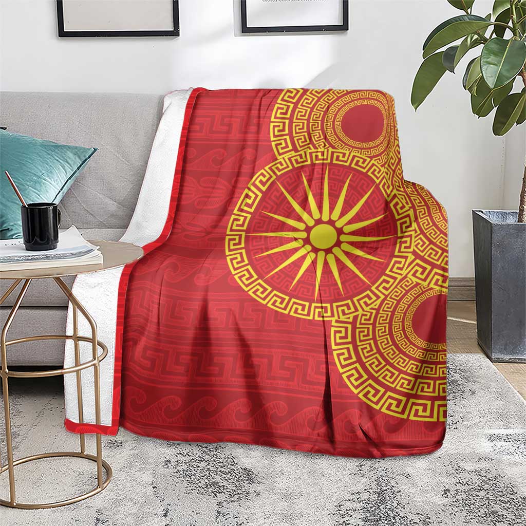 Vergina Sun Macedonia Blanket Greek Pattern Red - Wonder Print Shop