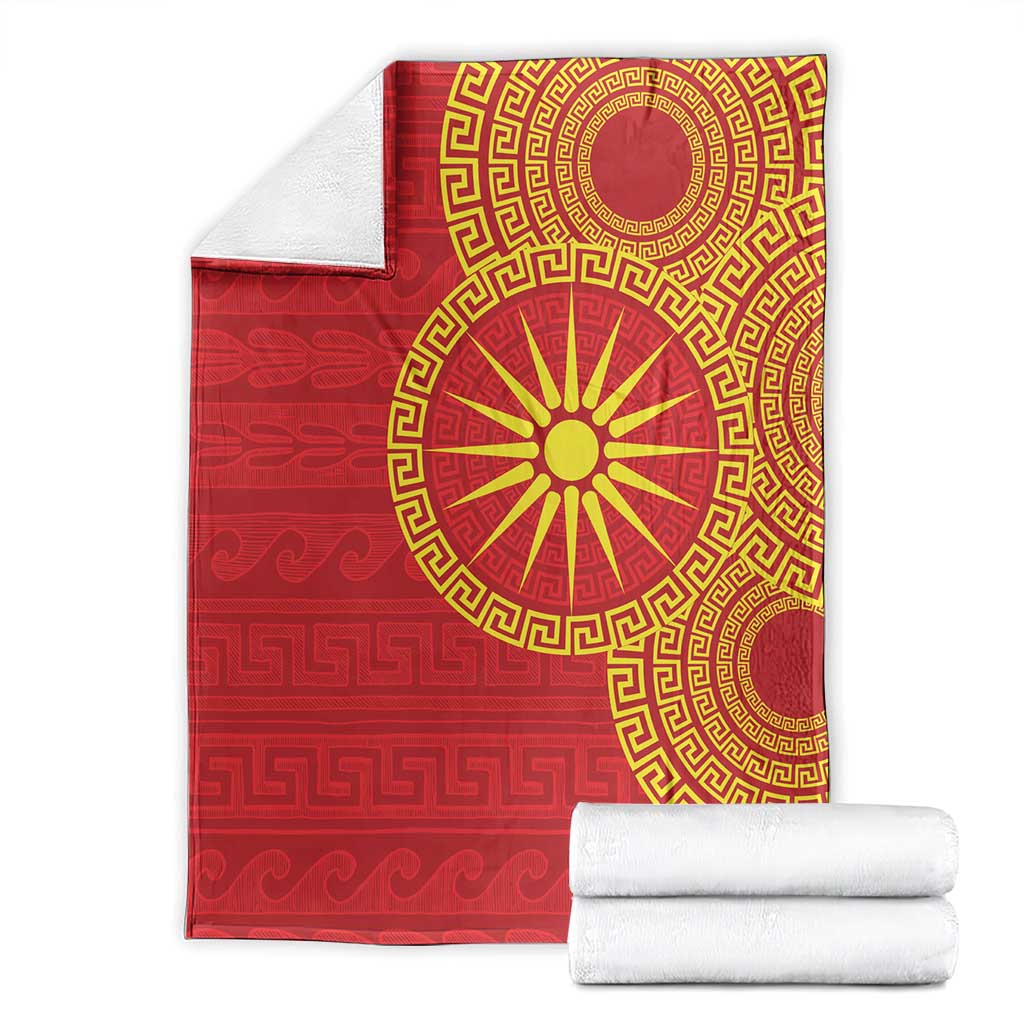 Vergina Sun Macedonia Blanket Greek Pattern Red - Wonder Print Shop