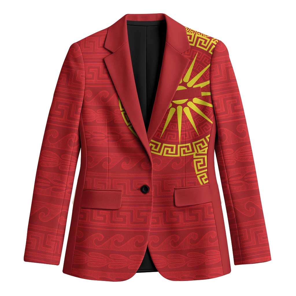 Vergina Sun Macedonia Blazer Greek Pattern Red - Wonder Print Shop