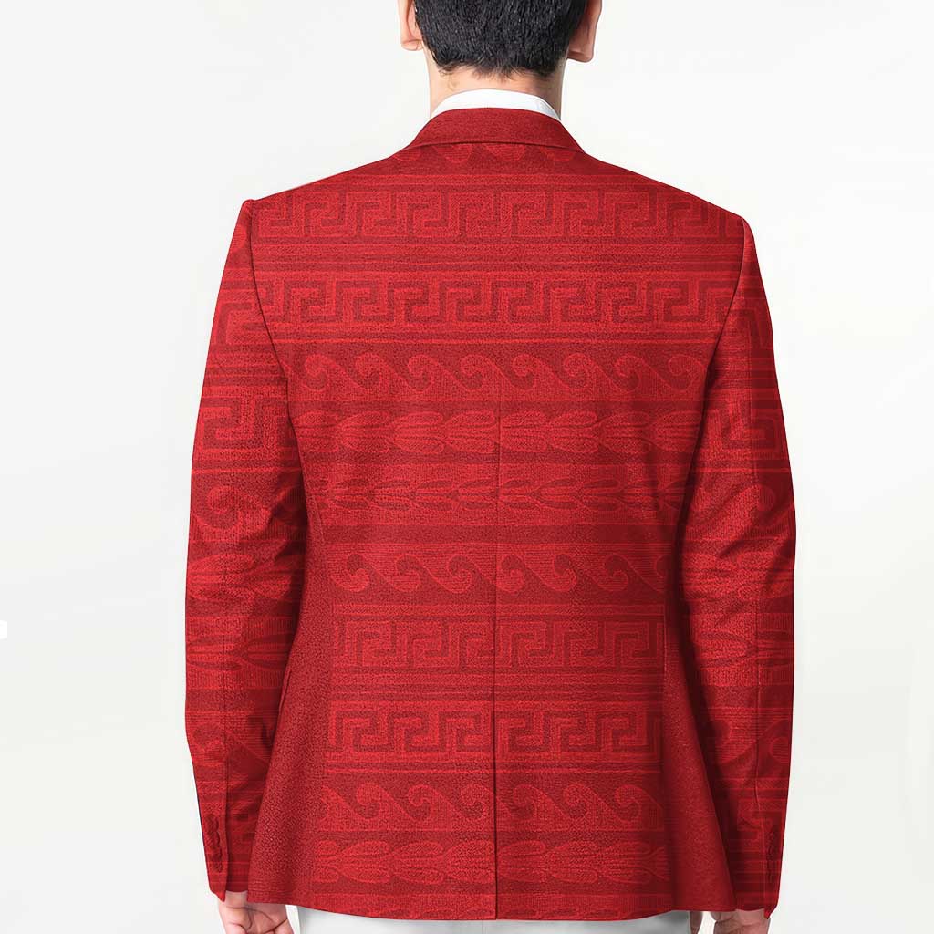 Vergina Sun Macedonia Blazer Greek Pattern Red - Wonder Print Shop