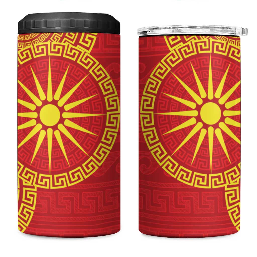 Vergina Sun Macedonia 4 in 1 Can Cooler Tumbler Greek Pattern Red - Wonder Print Shop
